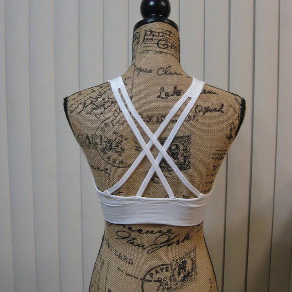 AK Other - NWOT AK white strappy padded sports bra bralette M